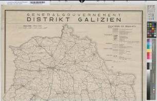 Generalgouvernement Distrikt Galizien [Verwaltungskarte]. Hergestellt im Amt für Raumordnung, Lemberg, Juli 1942. Tripcke, Baurat, Amtsleiter