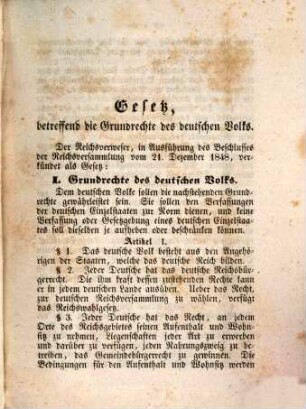 Grundrechte des deutschen Volkes : Nebst Einführungsgesetz