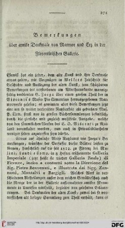 Bemerkungen über antike Denkmale von Marmor und Erz in der Florentinischen Gallerie, [1]
