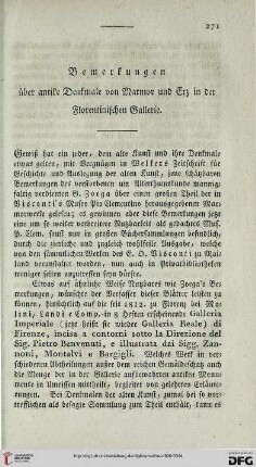 Bemerkungen über antike Denkmale von Marmor und Erz in der Florentinischen Gallerie, [1]