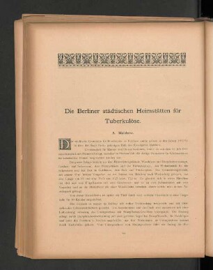 Die Berliner städtischen Heimstätten für Tuberkulöse.