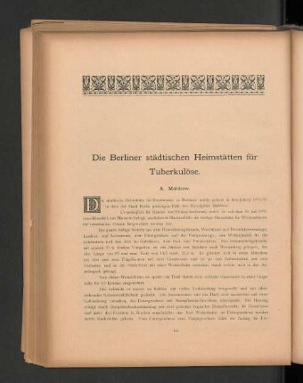 Die Berliner städtischen Heimstätten für Tuberkulöse.