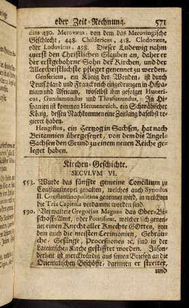 571-581, Seculum V. - Seculum VIII.