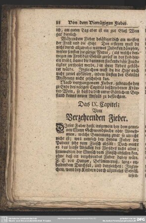 Das IX. Capitel; Vom Verzehrenden Fieber