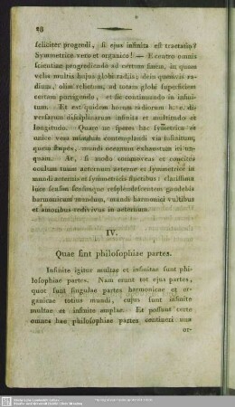 IV. Quae sint philosophiae partes