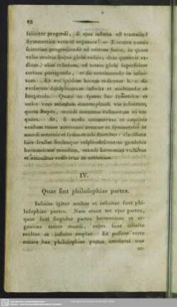 IV. Quae sint philosophiae partes