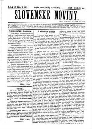 Slovenské noviny, 1871 = Jg. 4