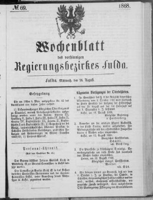 No. 69., Ausgabe vom 26. August 1868