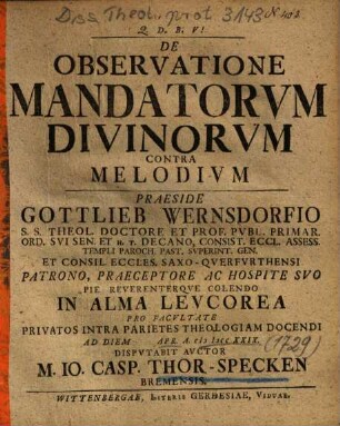 De Observatione Mandatorvm Divinorvm Contra Melodivm