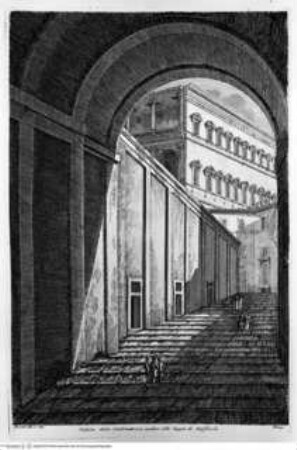 I monumenti più interessanti di Roma ..., Tafel 14: Vaticano, Cortile di San Damaso, Cordonata