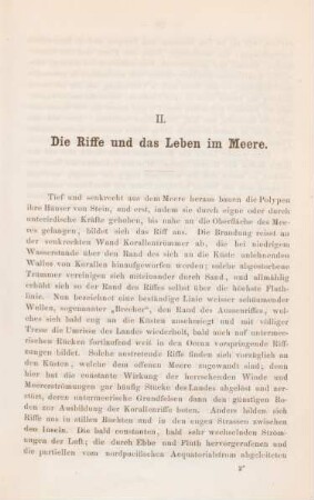 II. Die Riffe und das Leben im Meere