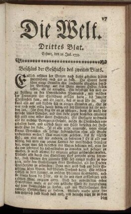 Drittes Blat. Erfurt, den 21.Jul. 1753.