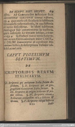 Caput Vigesimum Septimum. De Scriptoribus Rerum Italicarum