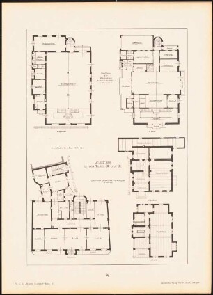 Grundrisse Mannheim, Dresden, Stuttgart: Grundrisse (aus: Moderne Neubauten, 4.Jg., 1898ff, hrsg. W. Kick)