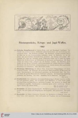 Rüstungsstücke, Kriegs- und Jagd-Waffen