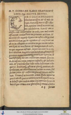 Marci Tullii Ciceronis De Claris Oratoribus Liber