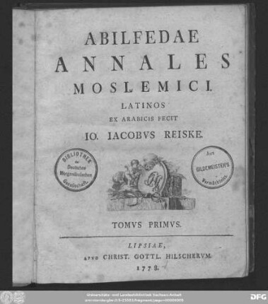 Tomvs Primvs: Abilfedae Annales Moslemici