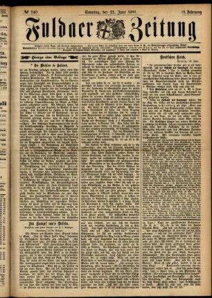 Erste Ausgabe vom Sonntag, den 21. Juni 1891.