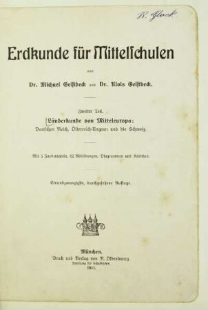 Teil 2: Länderkunde von Mitteleuropa : Deutsches Reich, Österreich-Ungarn und die Schweiz