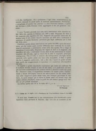 N. 5 - Seduta del 14 luglio 1878 - Presidenza del Vice-Presidente Comm. P. Tacchini.