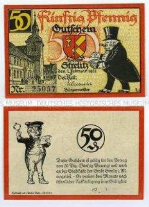 Notgeldschein der Stadt Strelitz (Alt-Strelitz)