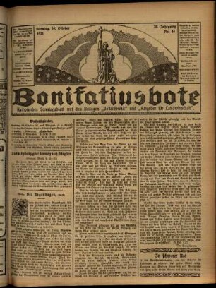 Erste Ausgabe vom Sonntag, den 30. Oktober 1921.