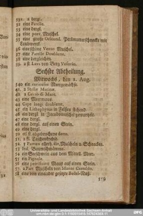 Sechste Abtheilung. Mitwochs, den 1. Aug.