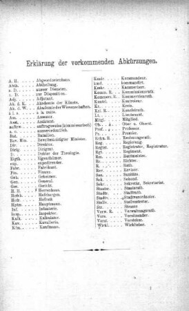 Erklärung der vorkommenden Abkürzungen