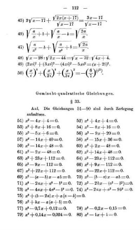 Gemischt-quadratische Gleichungen. § 33.