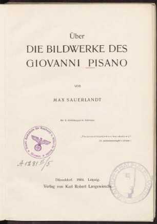 Über die Bildwerke des Giovanni Pisano