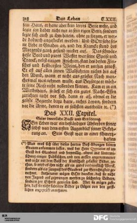 Das XXII. Capitel. Seine innerliche Busse und Ertödtung.