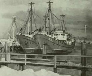 Fischlogger im Werfthafen von Stralsund