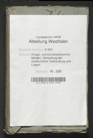 Vererbpachtung der Domänenstücke in der Grafschaft Tecklenburg