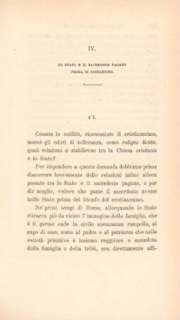 IV. Lo stato e il sacerdozio pagano prima di Costantino