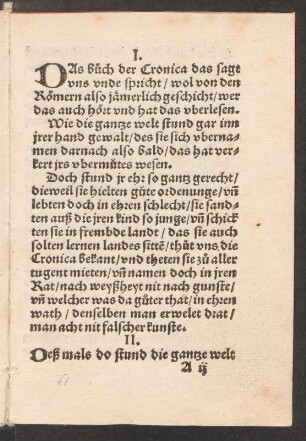 DAs buch der Cronica das sagt || vns vnde spricht/ wol von den || Römern also jämerlich geschicht/