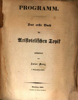 Das erste Buch der aristotelischen Topik
