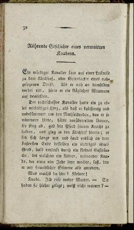 Rührende Geschichte eines verwaisten Knabens.