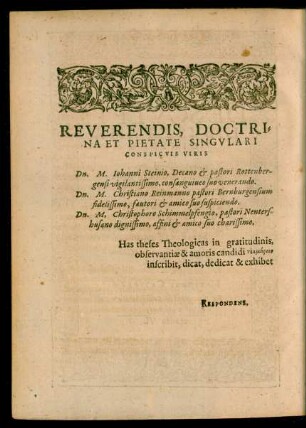 Reverendis, Doctrina Et Pietate Singulari Conspicuis Viris