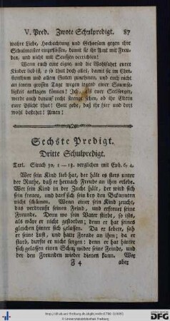 Sechste Predigt.