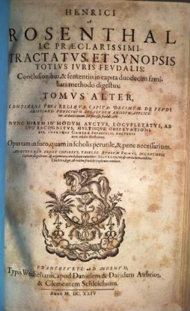 Tractatus et synopsis totius iuris feudalis. 2