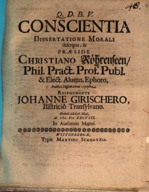 Conscientia dissertatione morali descripta