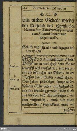 XL. Gebet wider den Erbfeind des Christlichen Namens, den Türcken