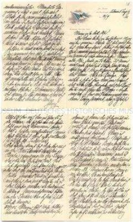 Brief an seine Ehefrau Else Lucas auf Briefpapier des Postdampfers Admiral Tirpitz von der parlamentarischen Studienreise nach Ostasien des Reichstagsabgeordneten Dr. Georg Lucas