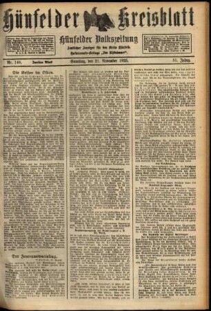 Zweite Ausgabe vom Samstag, den 21. November 1925.