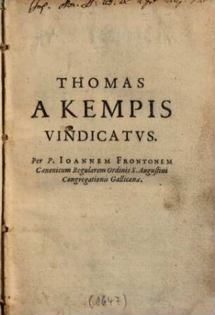 Thomas de Kempis vindicatus
