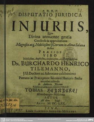 Disputatio de injuriis