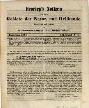 Froriep's Notizen aus dem Gebiete der Natur- und Heilkunde. 1861,3