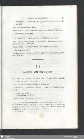 III. Roches amphiboliques