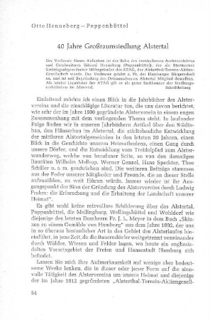 40 Jahre Großraumsiedlung Alstertal
