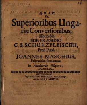 De superioribus Ungariae conversionibus
